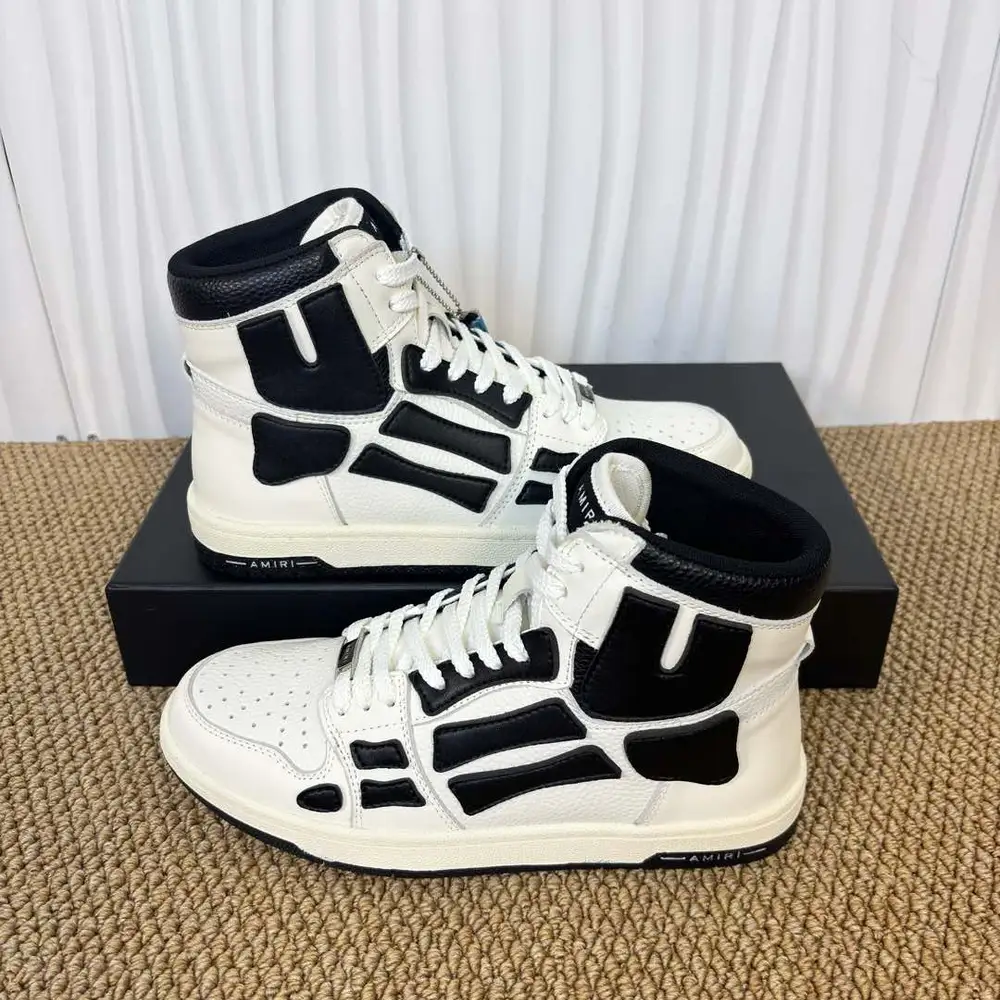 Amiri Skel Top High Black/White Bone Patch High-Top Sneakers