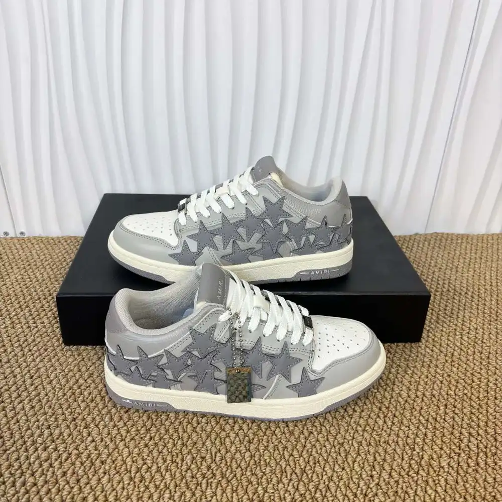 AMIRI Star Patch Low-Top Sneakers in Grey and White