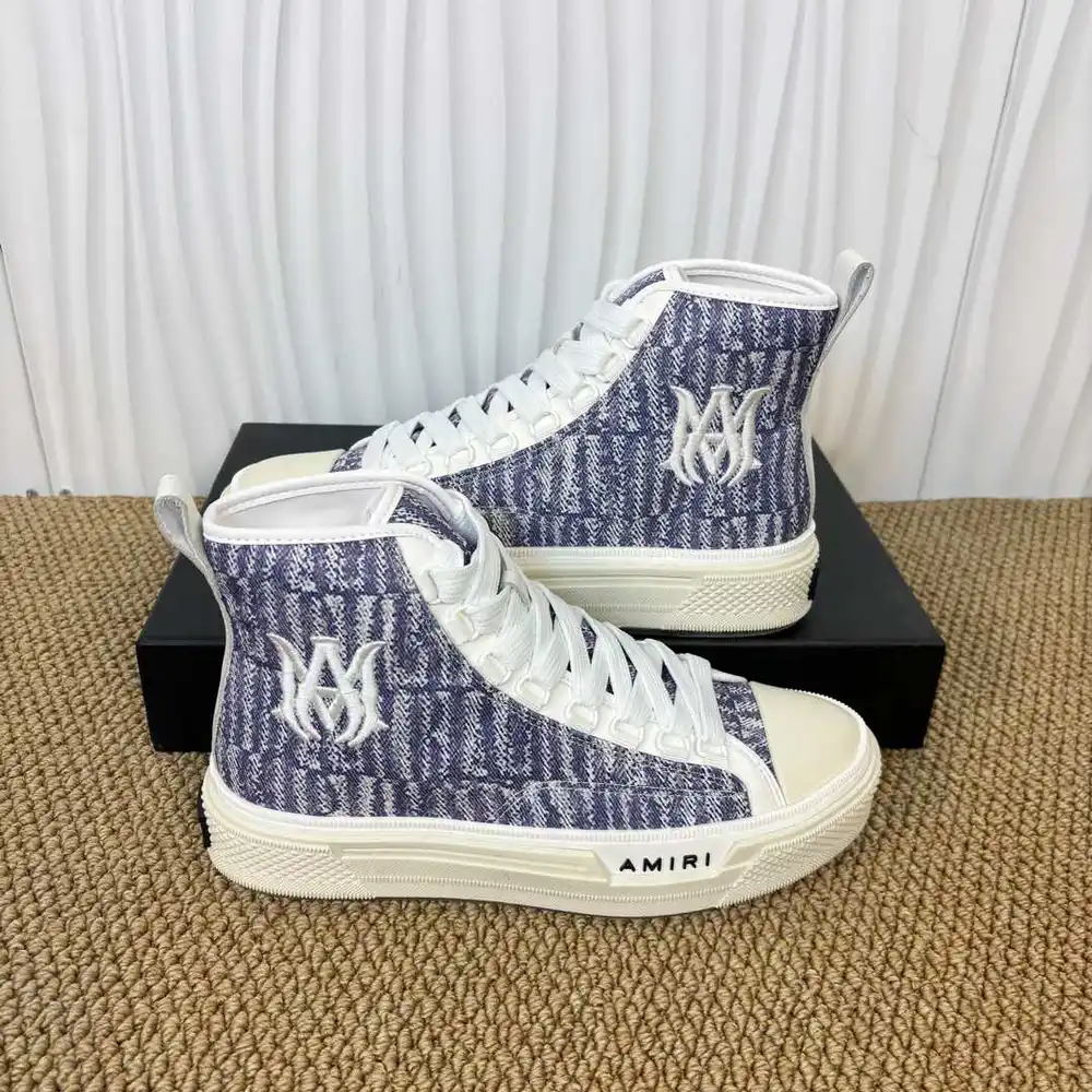 AMIRI Canvas High Top Sneakers In Purple Blue And White
