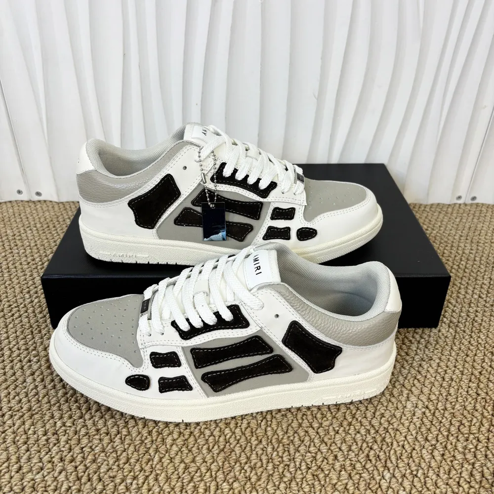 Amiri Skel Top Low In White,gray and brown color matching
