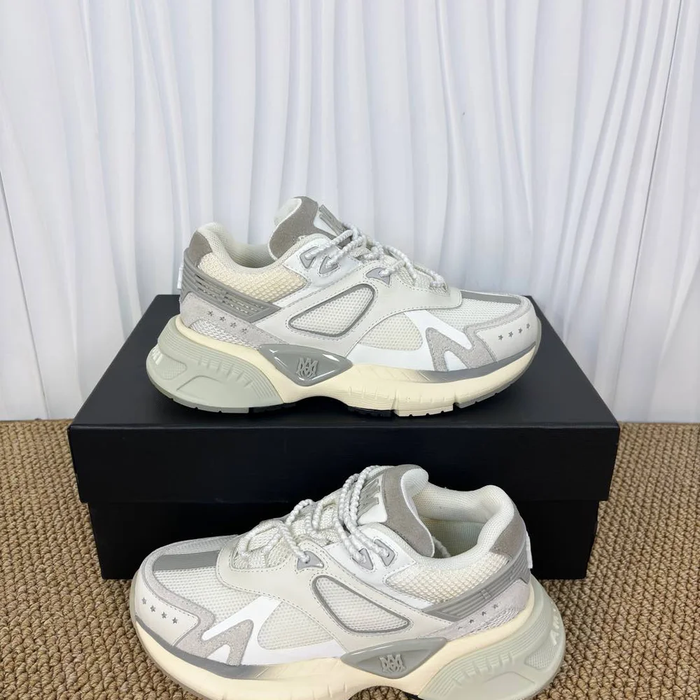 Amiri MA-1 Runner Grey White Retro Running Shoes