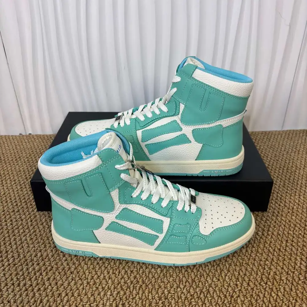 Amiri Skel Top High Turquoise Bone Patch High-Top Sneakers