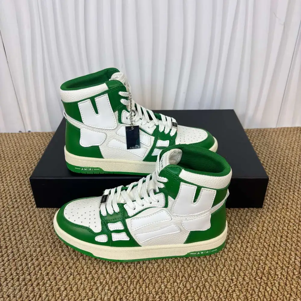 Amiri Skel Top High Green/White Bone Patch High-Top Sneakers