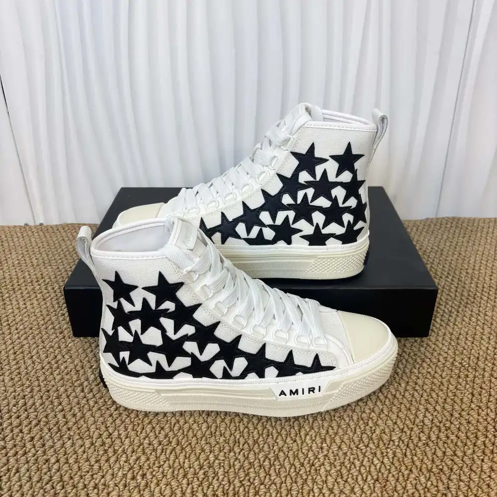 Amiri Stars Court Hi-Top Sneakers In White Black Star Pattern