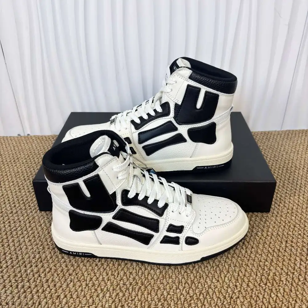 Amiri Skel Top High Black/White Bone Patch High-Top Sneakers