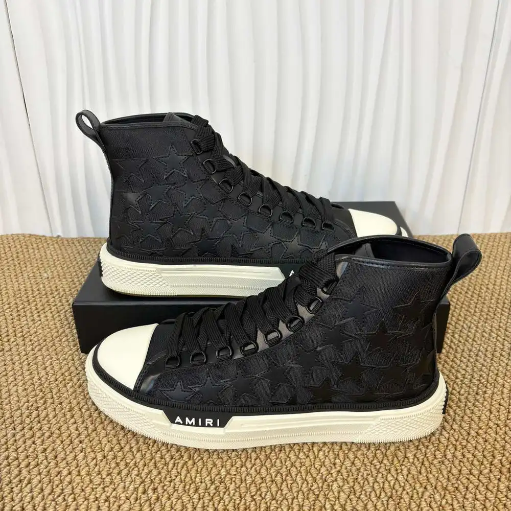 Amiri Stars Court Hi-Top Sneakers In Black White