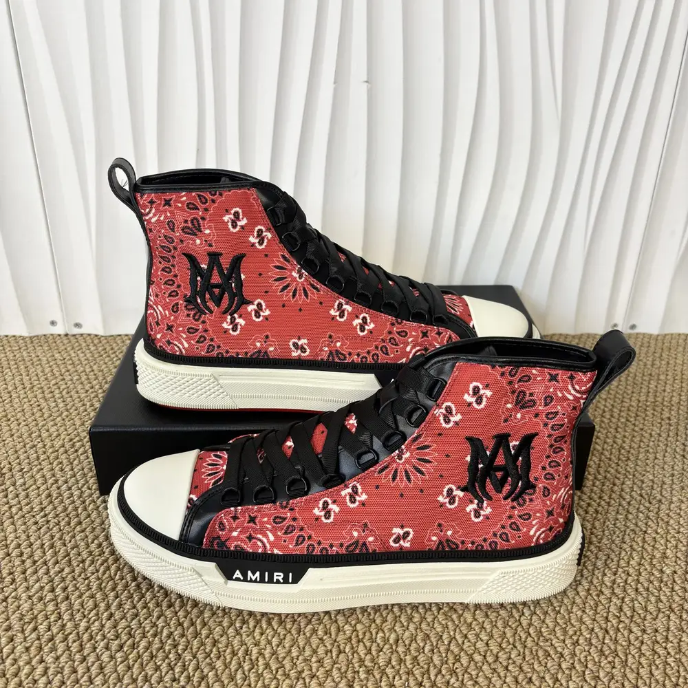 AMIRI Canvas High Top Sneakers In Red Black