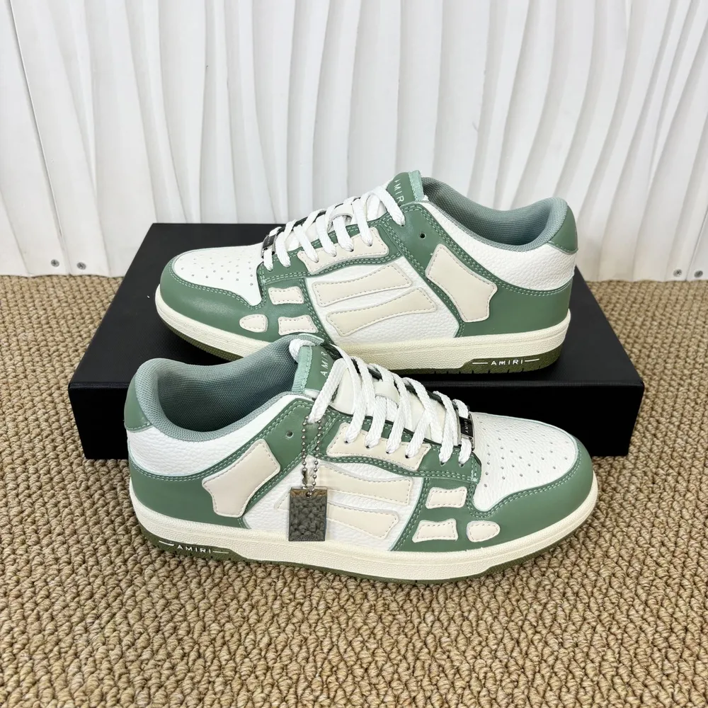 Amiri Skel Top Low In White and light green color matching