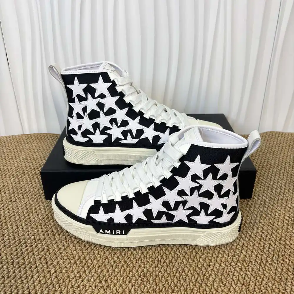 Amiri Stars Court Hi-Top Sneakers In Black white star pattern