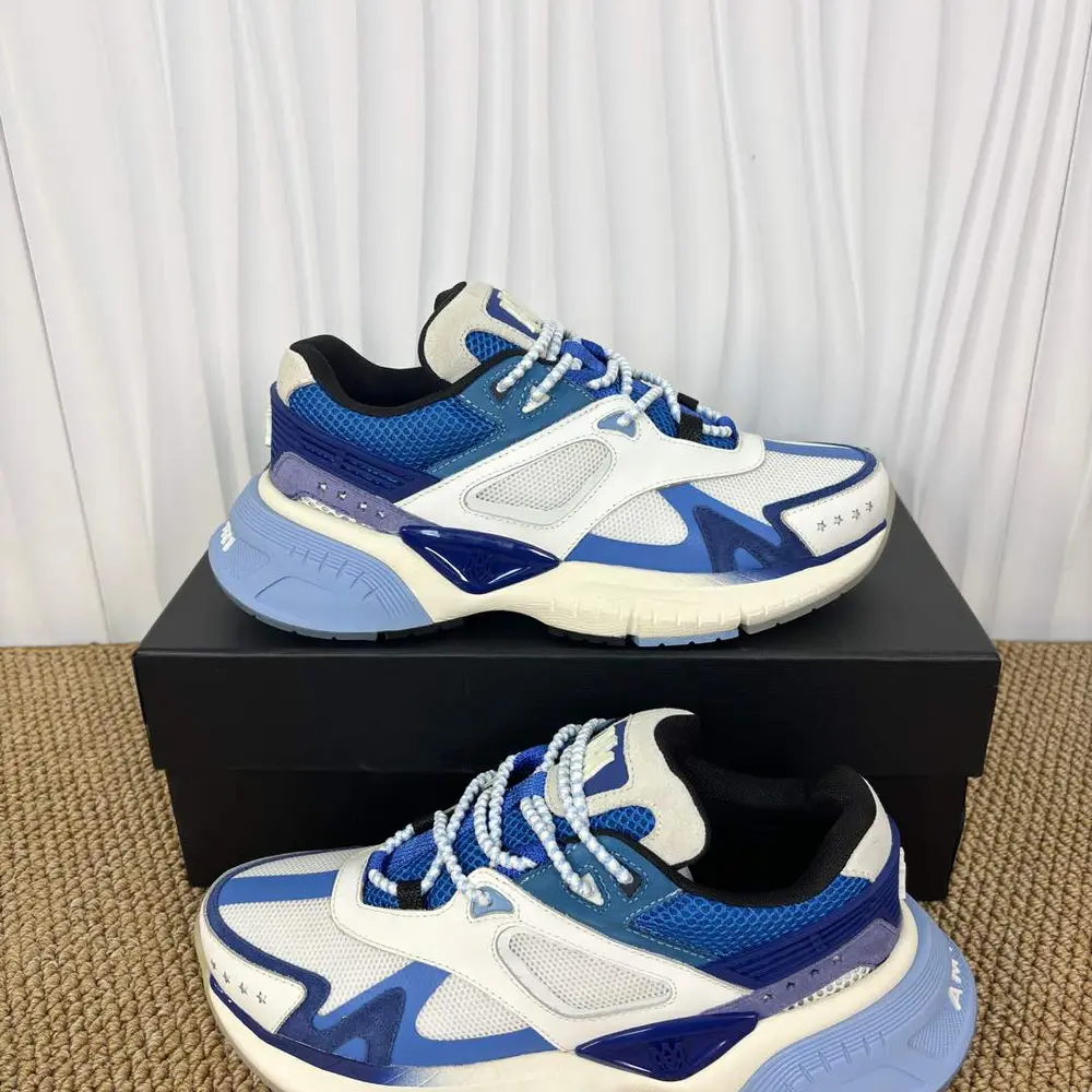 Amiri MA-1 Runner Blue White Multi-blue colorblock retro running shoes