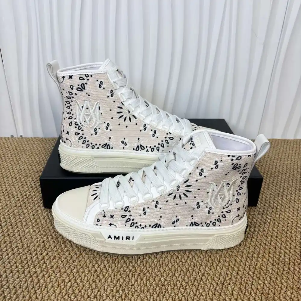 AMIRI Canvas High Top Sneakers In Off-white black