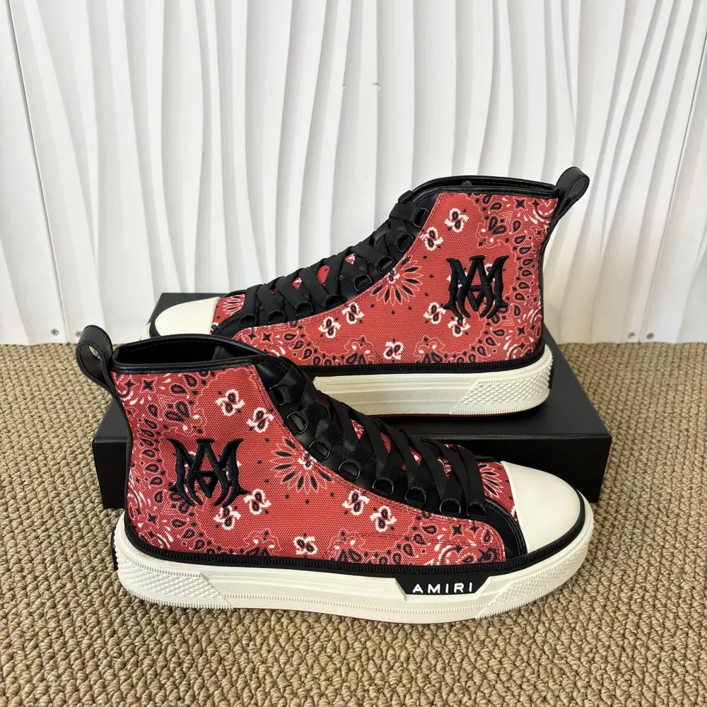 AMIRI Canvas High Top Sneakers In Red Black