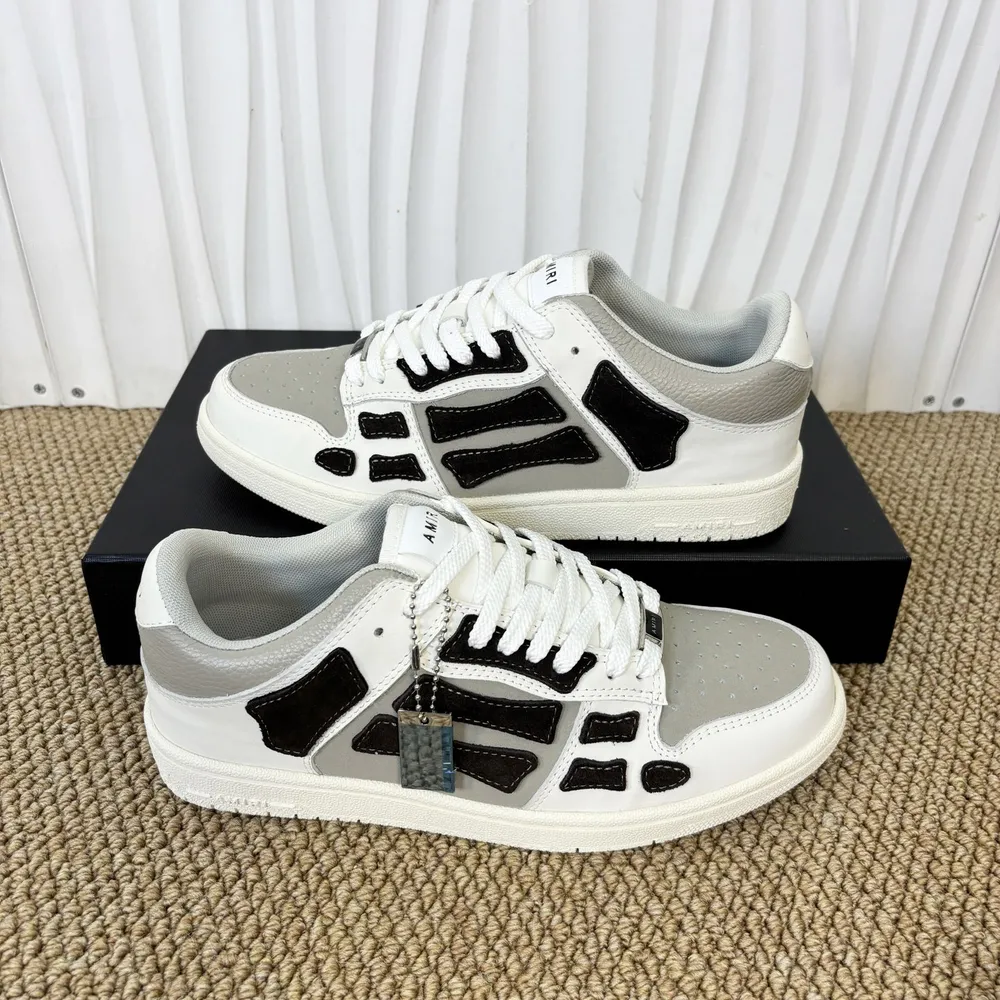 Amiri Skel Top Low In White,gray and brown color matching