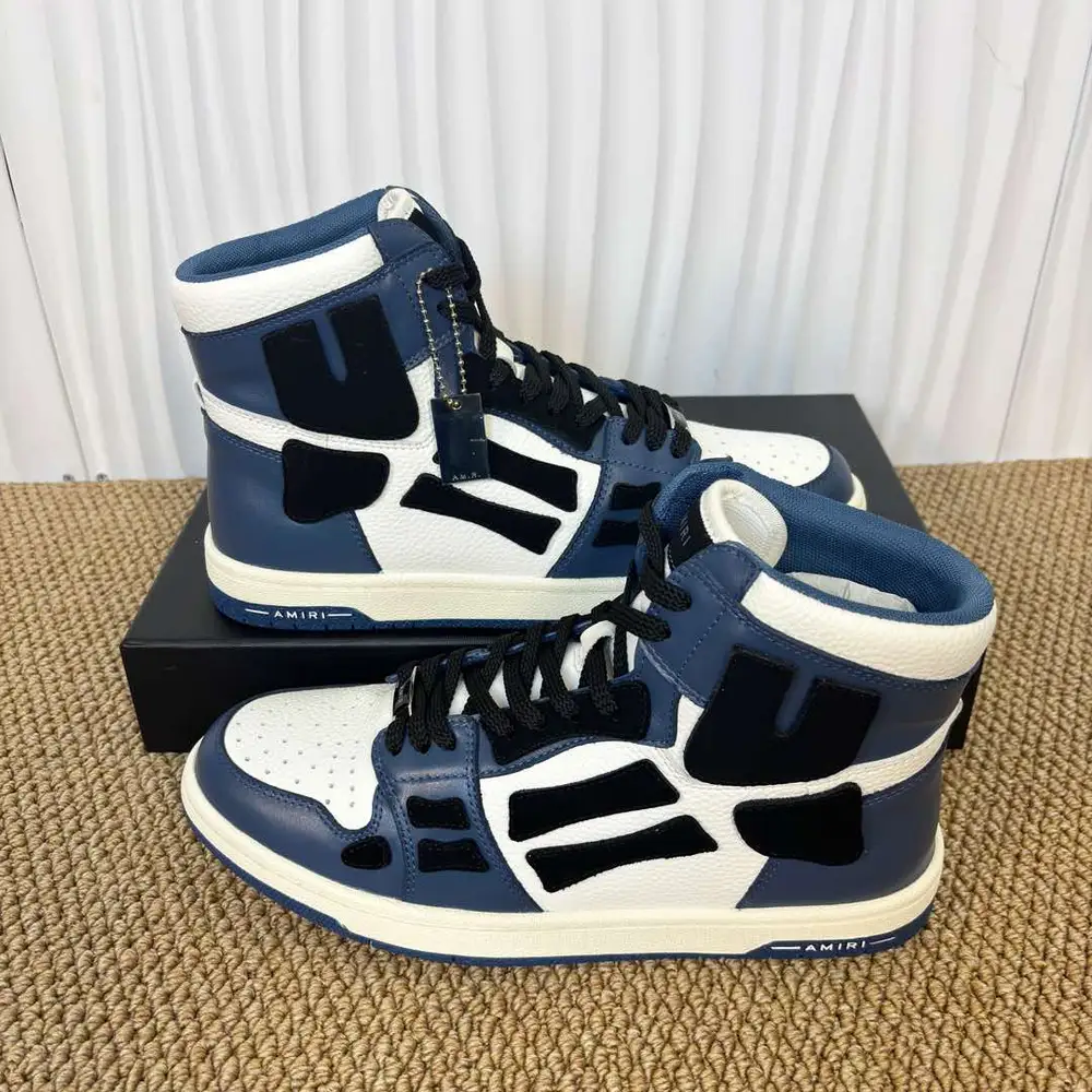 Amiri Skel Top High Blue/White/Black Bone Patch High-Top Sneakers