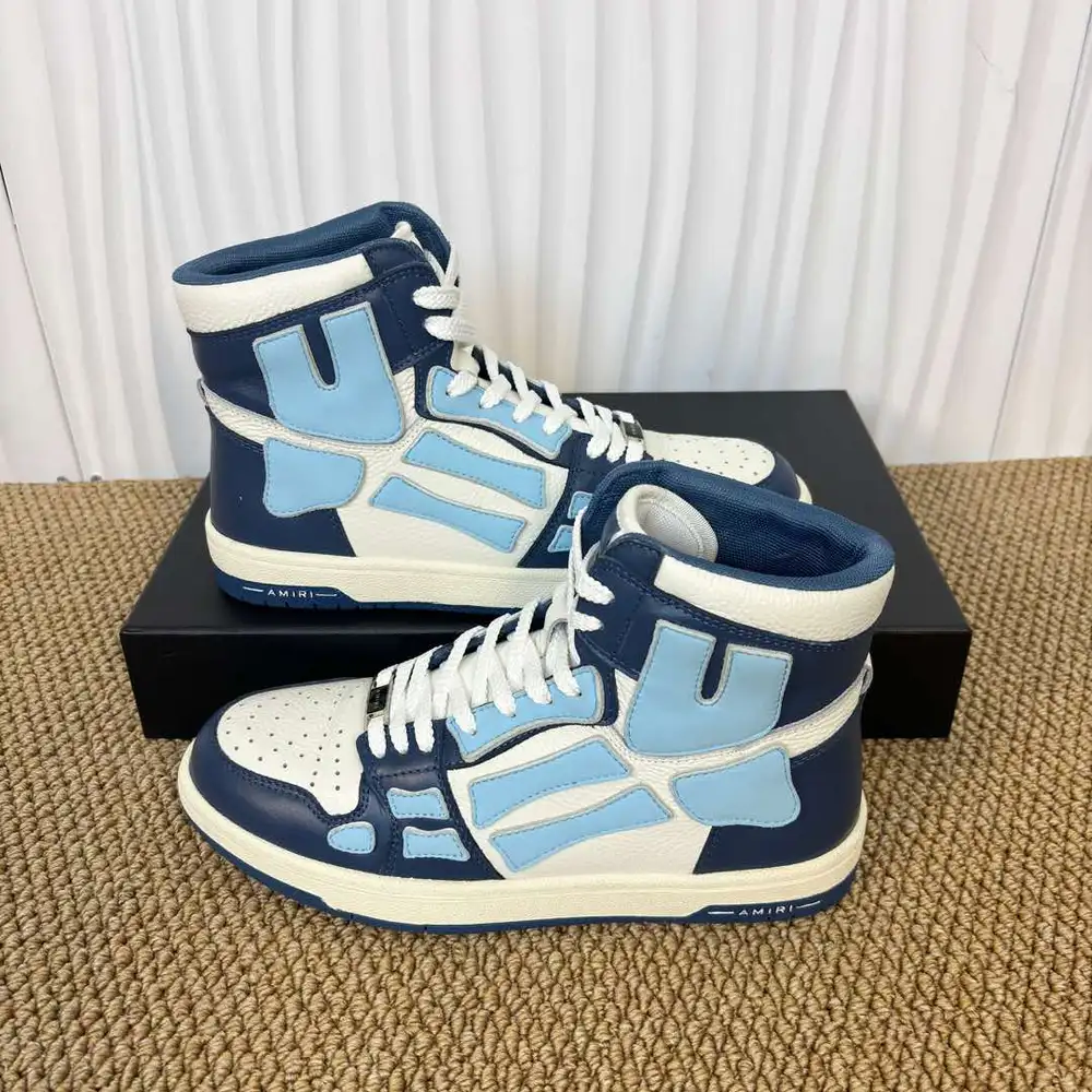 Amiri Skel Top High Navy & Light Blue Bone Patch High-Top Sneakers