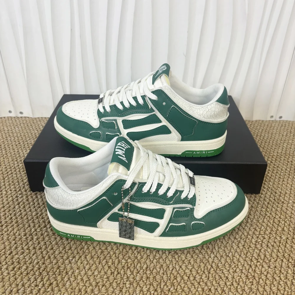 Amiri Skel Top Low In White and green color matching
