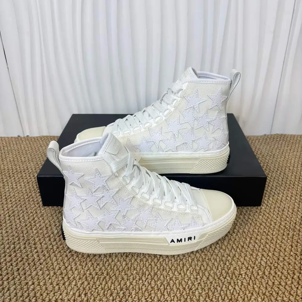 Amiri Stars Court Hi-Top Sneakers In All White Star Pattern