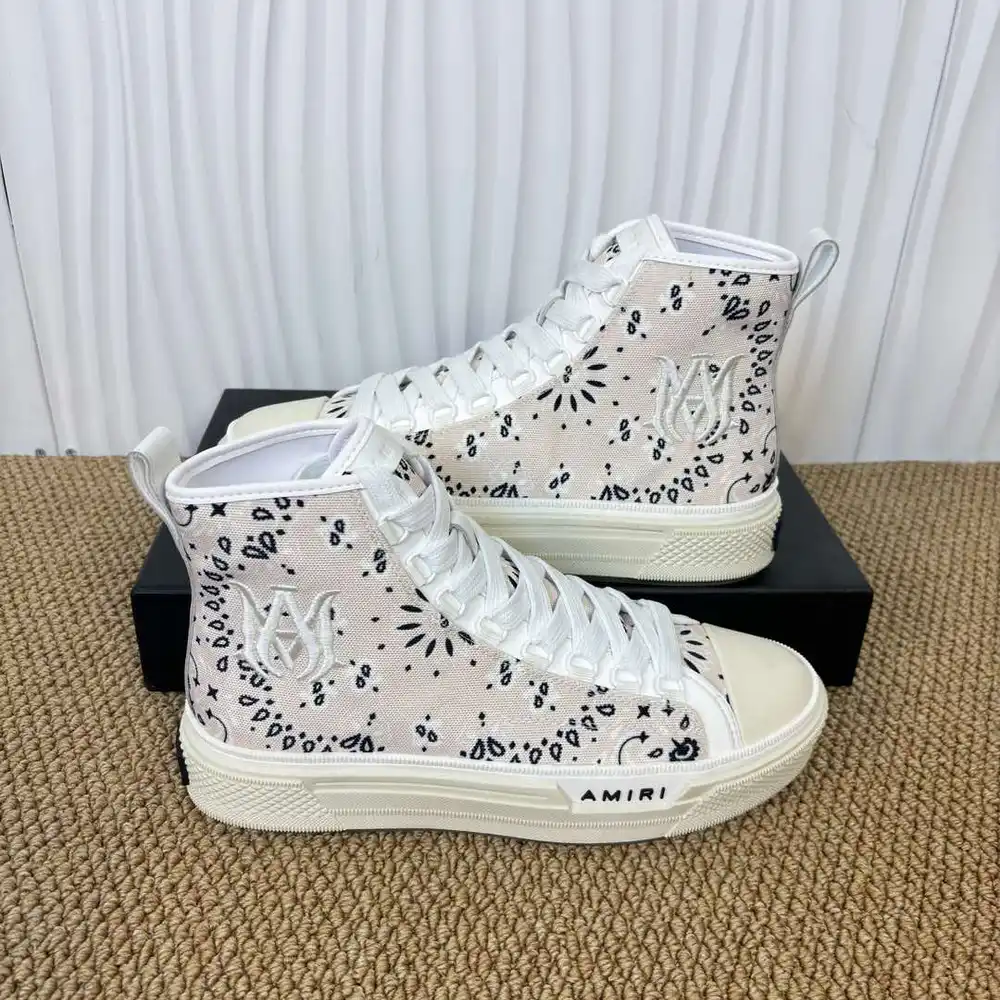 AMIRI Canvas High Top Sneakers In Off-white black