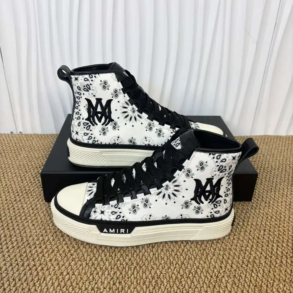 AMIRI Canvas High Top Sneakers In Black white contrast