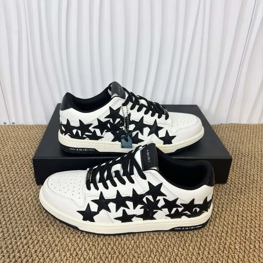 Amiri Black Star Skate Low Sneakers in White/Black