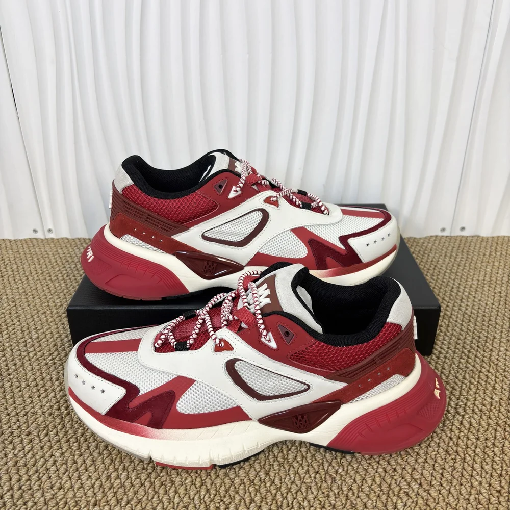 Amiri MA-1 Runner Red White Mesh Panel Retro Trainers