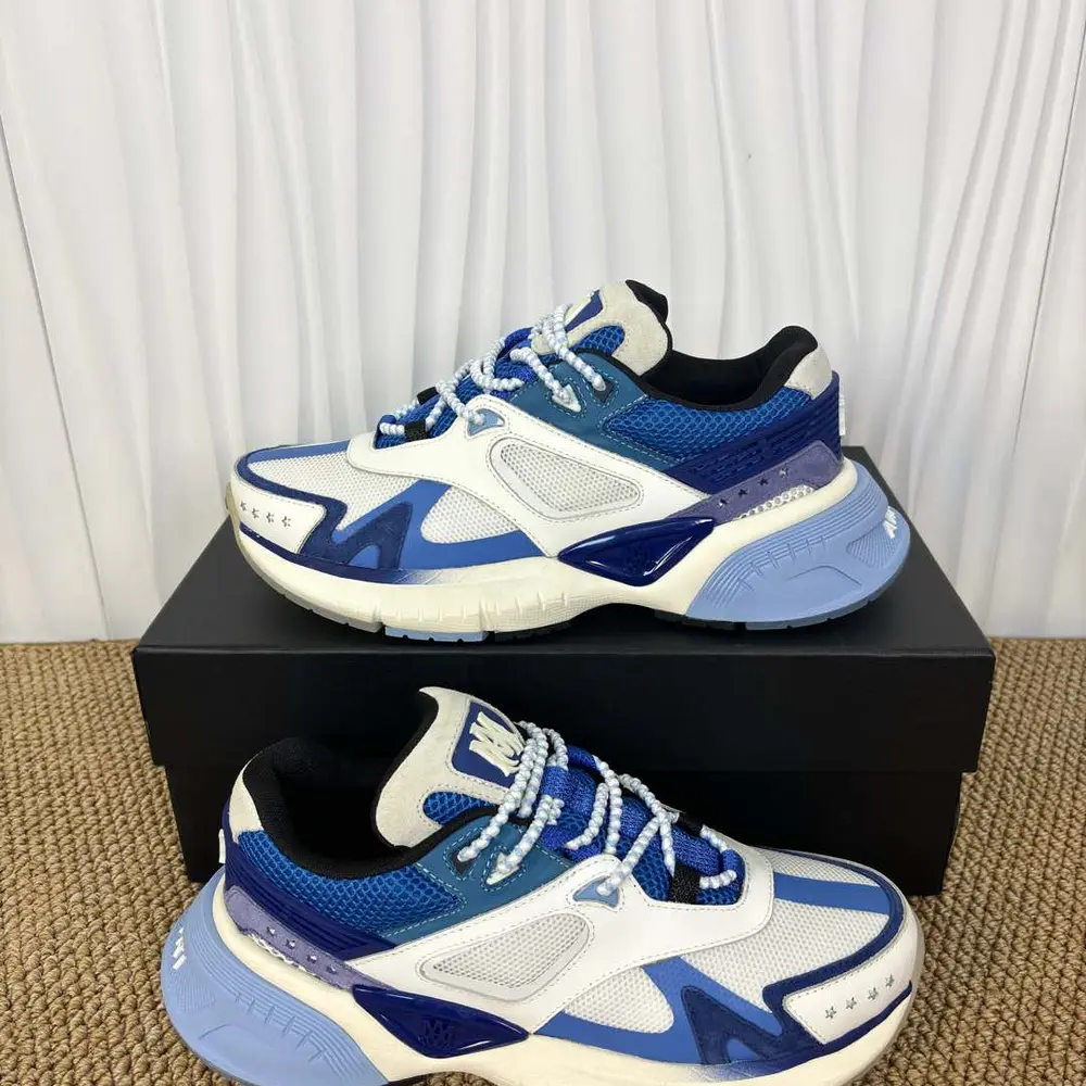 Amiri MA-1 Runner Blue White Multi-blue colorblock retro running shoes