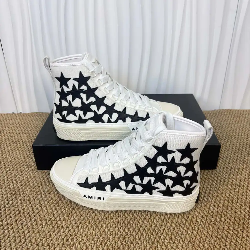 Amiri Stars Court Hi-Top Sneakers In White Black Star Pattern