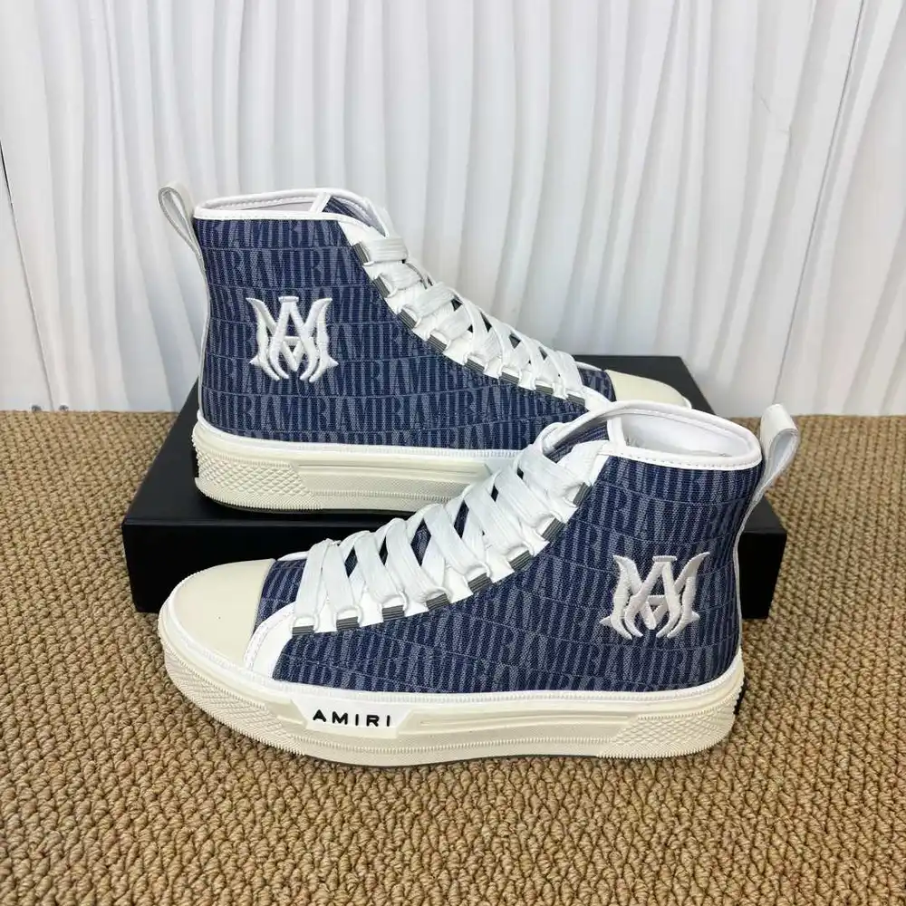 AMIRI Canvas High Top Sneakers In Blue White