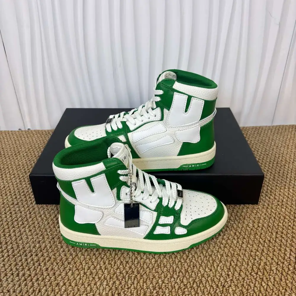 Amiri Skel Top High Green/White Bone Patch High-Top Sneakers