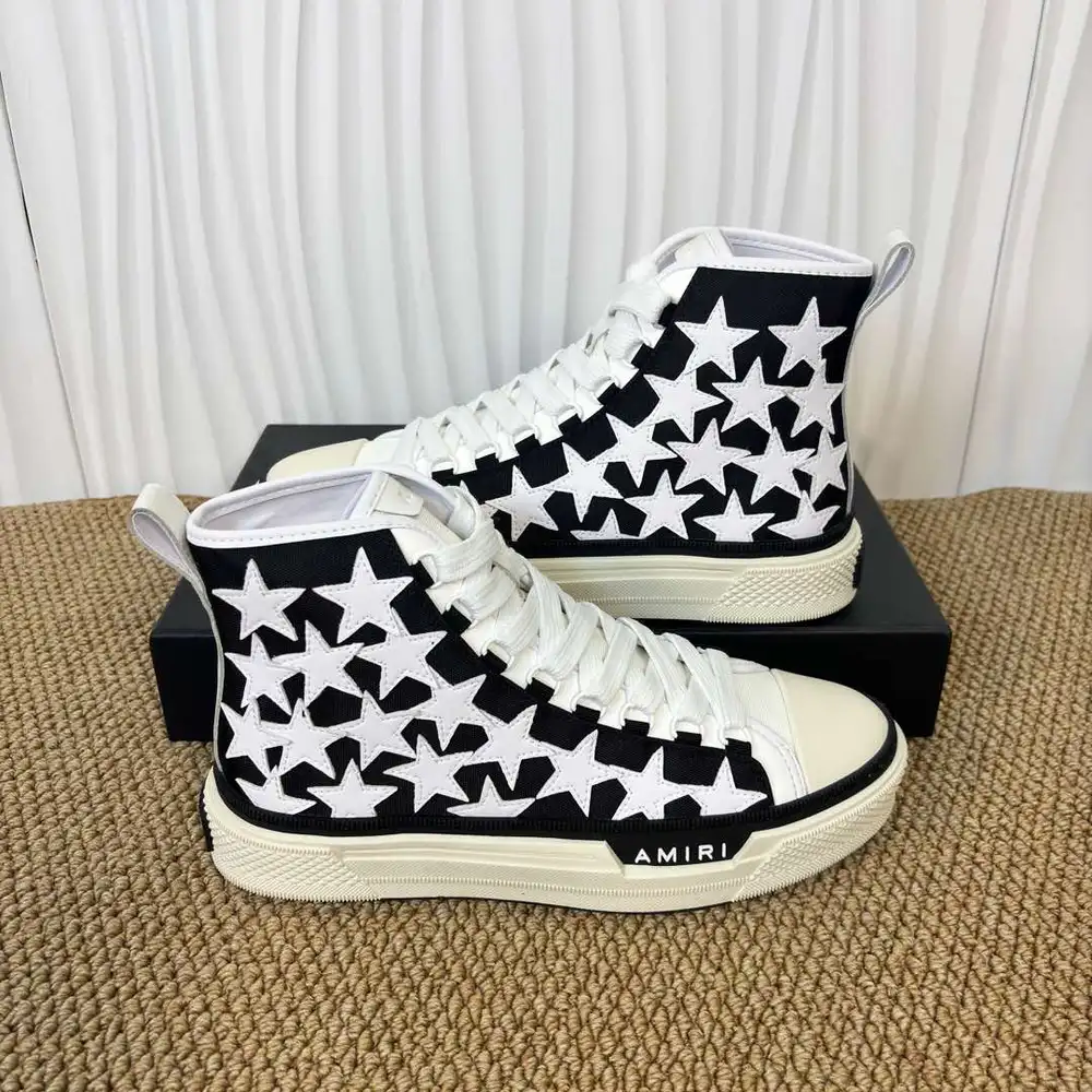 Amiri Stars Court Hi-Top Sneakers In Black white star pattern