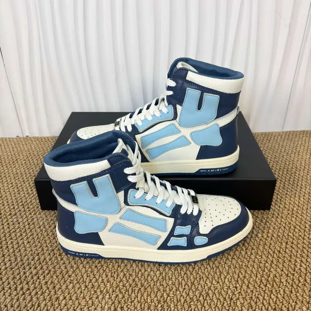 Amiri Skel Top High Navy & Light Blue Bone Patch High-Top Sneakers