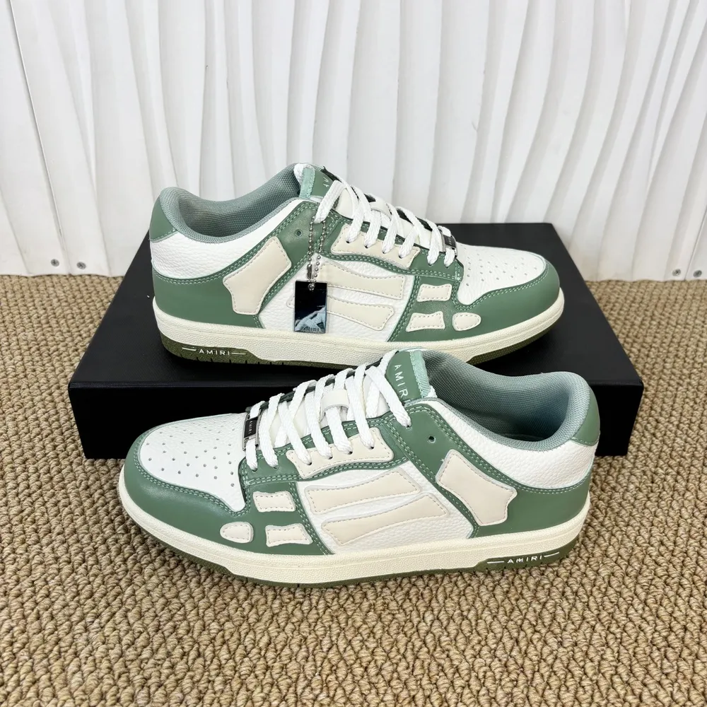Amiri Skel Top Low In White and light green color matching