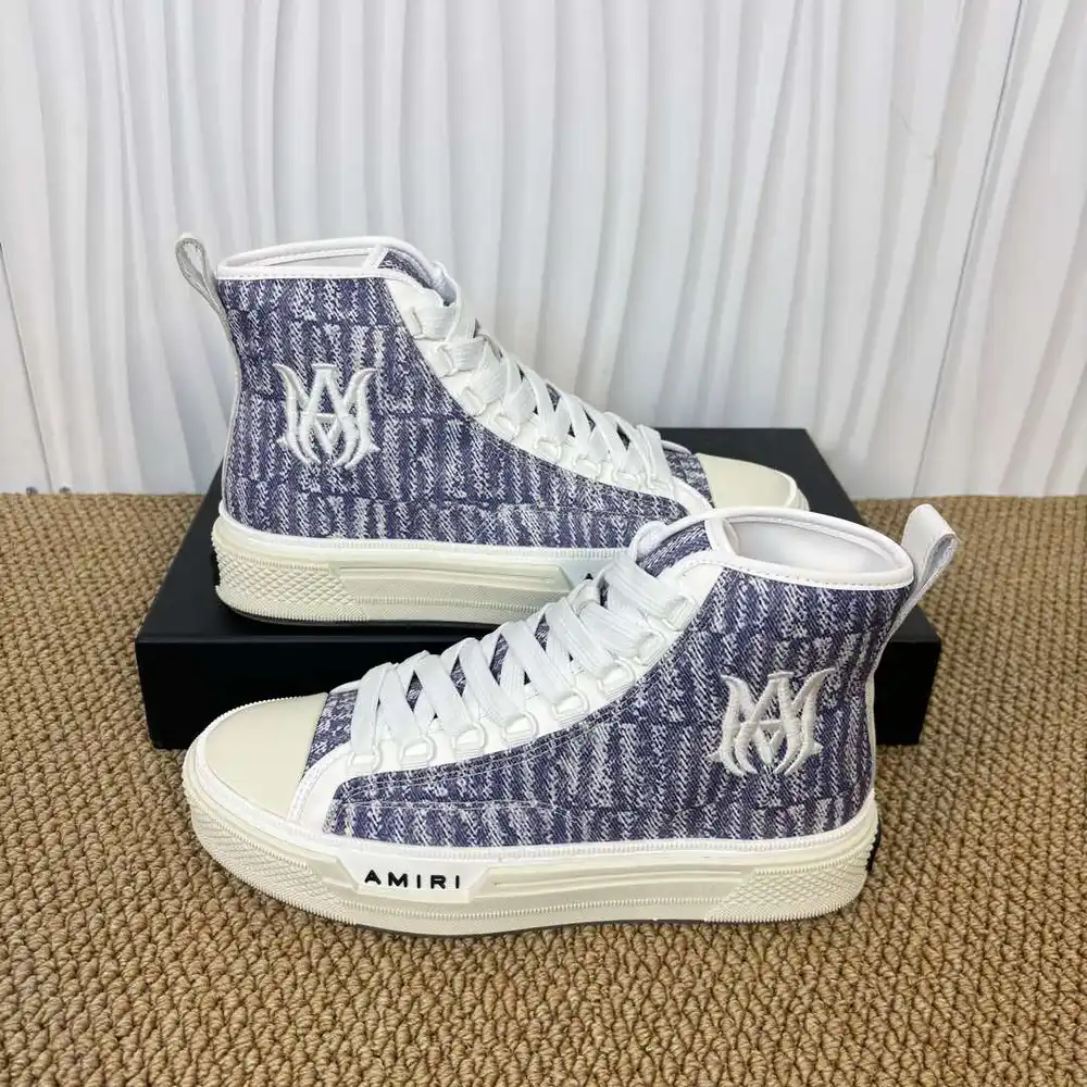 AMIRI Canvas High Top Sneakers In Purple Blue And White
