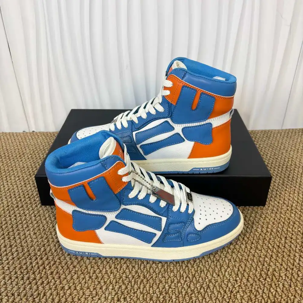 Amiri Skel Top High Blue & Orange Bone Patch High-Top Sneakers
