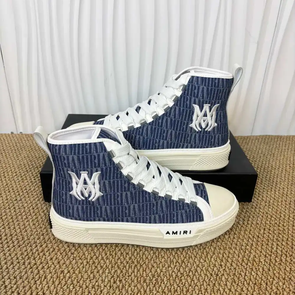AMIRI Canvas High Top Sneakers In Blue White