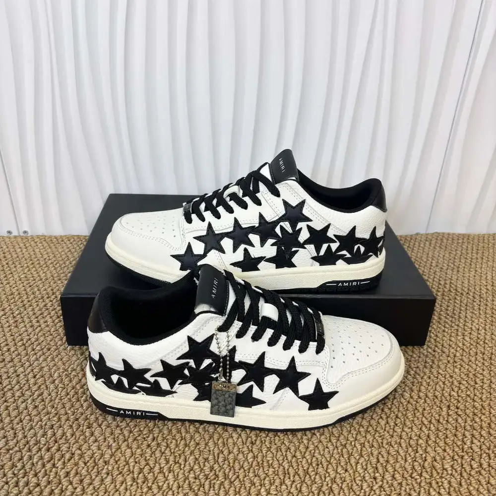 Amiri Black Star Skate Low Sneakers in White/Black