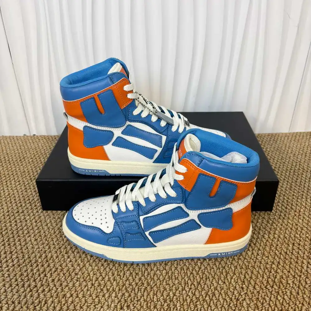 Amiri Skel Top High Blue & Orange Bone Patch High-Top Sneakers