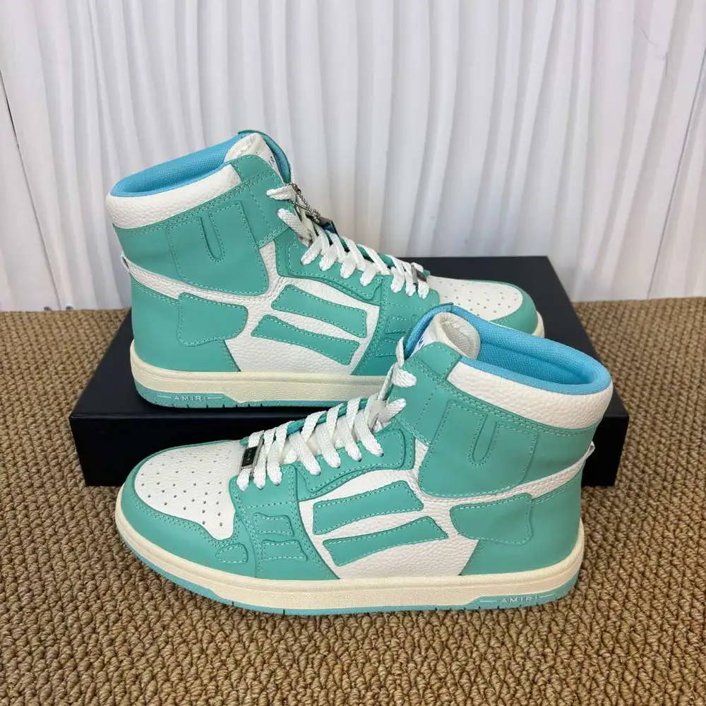 Amiri Skel Top High Turquoise Bone Patch High-Top Sneakers