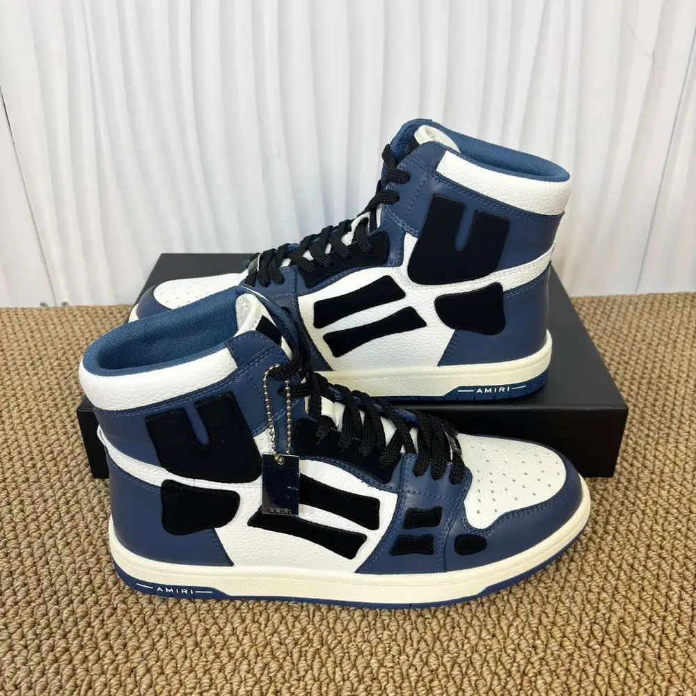 Amiri Skel Top High Blue/White/Black Bone Patch High-Top Sneakers